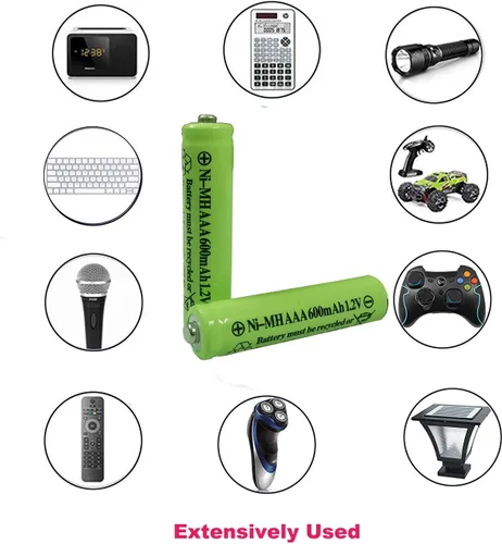 Vista 2 de AAA Nimh 600mAh 1.2v batería recargable para luces solares al aire libre lámpara de jardín (12 piezas AAA)