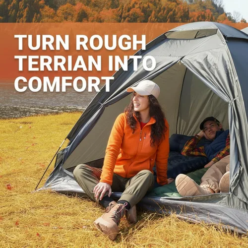 Vista 2 de KingCamp Colchoneta de dormir para camping, colchoneta inflable ultraligera conectable, colchón de camping con almohada integrada de 6.3 pulgadas