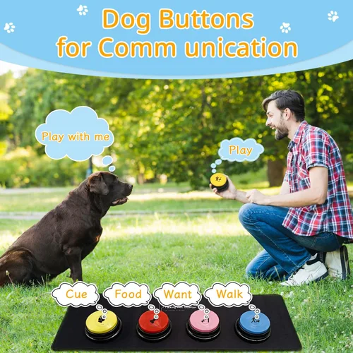 Vista 6 de Juego de 4 botones de comunicación para perros, botón de conversación para perros, sonido HD, botón de conversación de mascotas de los años 30