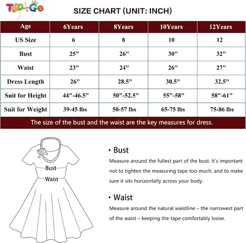 Vista 4 de Tao-Ge Vestido vintage de lunares para niñas, vestidos de fiesta retro de los años 50, vestido de fiesta con vuelo, talla 6-12 con collar