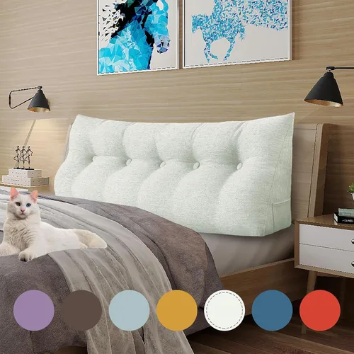 Vista 32 de Almohada de cuña acolchada de 8 libras para cabecero, posicionador corporal en forma de triángulo, almohada de lectura para la cama, almohada