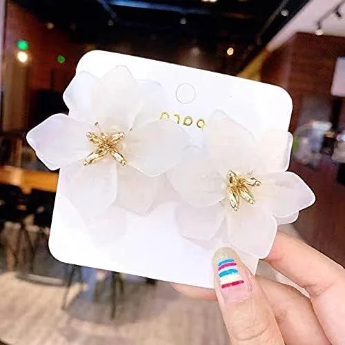 Vista 8 de Aretes colgantes únicos hechos a mano con diseño de flores de resina mate grandes y elegantes de acrílico para mujeres y niñas, regalos de joyería