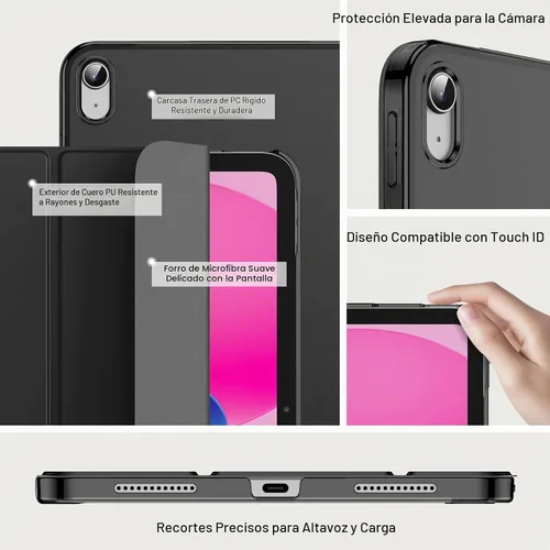 Vista 3 de JETech - Funda para iPad (A16) de 11ª y 10ª generación, color negro Cover for 2025/2022 Model, Translucent Back, Tri-Fold Stand, Auto Wake/Sleep