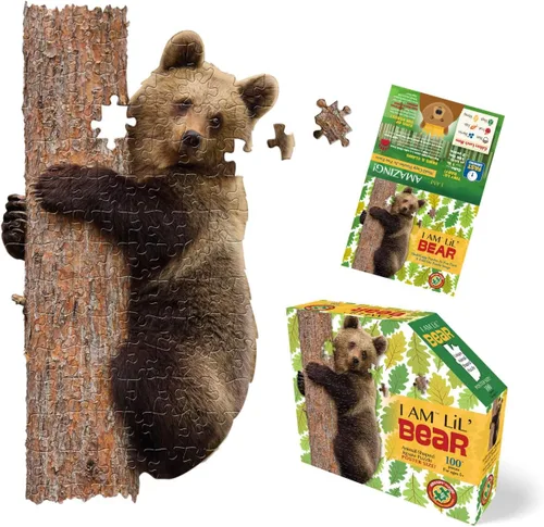 Vista 2 de Madd Capp Puzzles Jr. - I AM Lil' Bear - 100 piezas - Rompecabezas en forma de animal