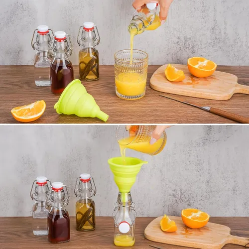 Vista 5 de WILLDAN Paquete de 6 botellas de vidrio con tapa abatible de 4 onzas – Botellas de preparación con tapa abatible para kombucha, kéfir, extracto