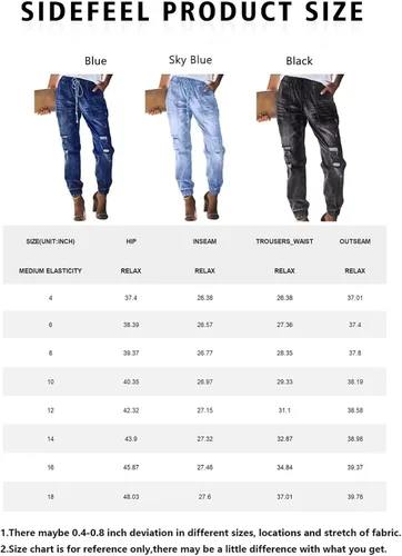 Vista 8 de Sidefeel - Pantalones de mezclilla para mujer, con aspecto desgastado, elásticos y con cintura elástica