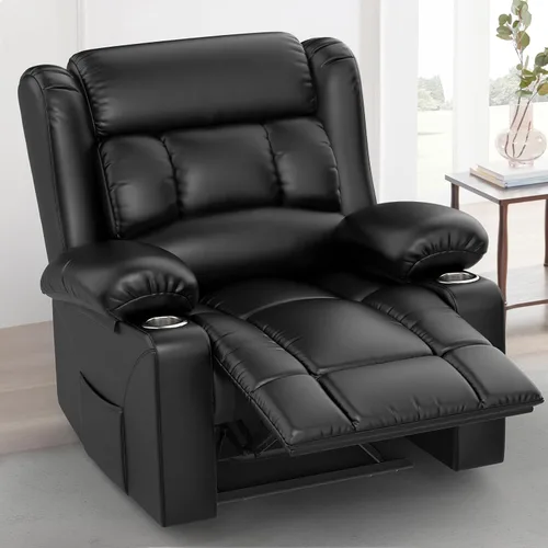 Vista 28 de Juego de sofá reclinable loveseat con 2+1 piezas, 2 plazas estilo minimalista reclinable manual con tirador, loveseat con puertos de carga USB