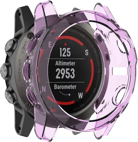 Vista 9 de REYDA Paquete de 2 fundas de reloj compatibles con Garmin Fenix 5X/5X Plus, ultrafinas y suaves de silicona TPU con borde de parachoques, resistente