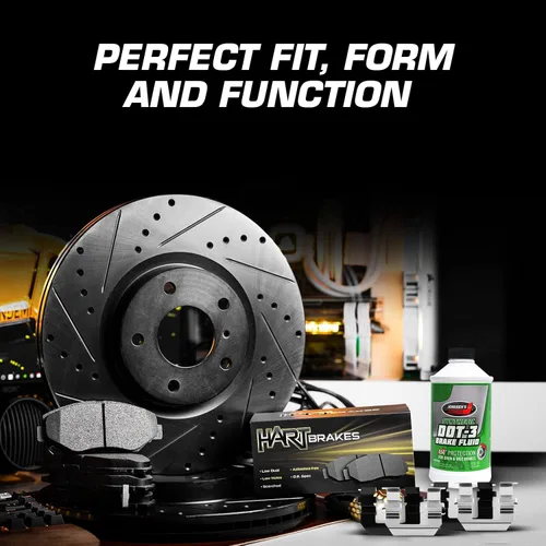 Vista 6 de Hart Brakes Kit de frenos y rotores delanteros traseros Pastillas de freno delanteras y traseras Rotores y pastillas de freno Pastillas