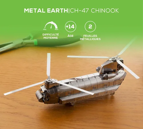 Vista 5 de Metal Earth CH-47 Chinook Kit de modelo de metal 3D
