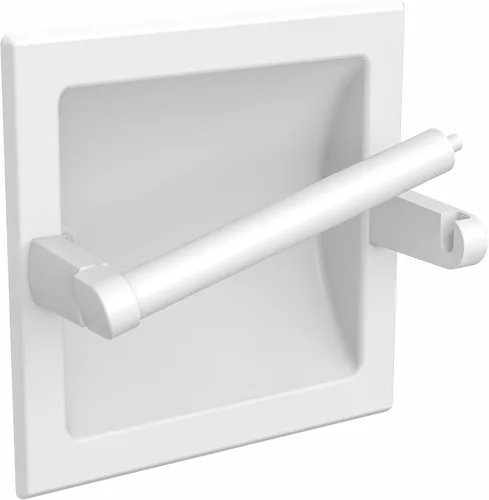 Vista 14 de Soporte de Papel Higiénico Negro Mate Empotrado para Rollos Grandes, Soporte de Papel Higiénico Negro Pivotante de Acero Inoxidable para Montaje