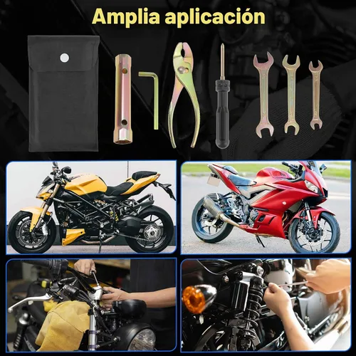Vista 7 de Kit de herramientas de reparación de motocicleta de 8 piezas, alicates de bujía, llave hexagonal M6, destornillador de doble extremo, llave de doble