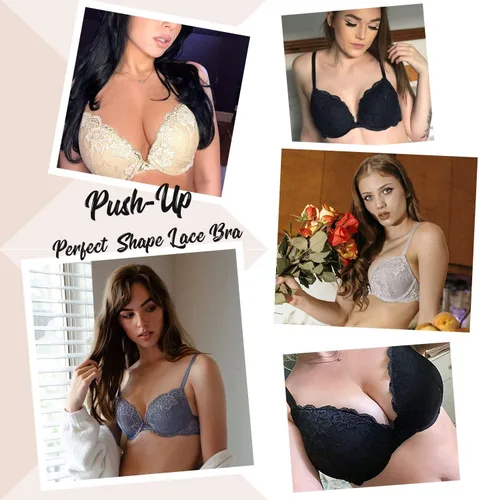 Vista 6 de Wingslove Sujetador push up para mujer, brasier acolchado de encaje cómodo añade 1 taza de brasier con aros