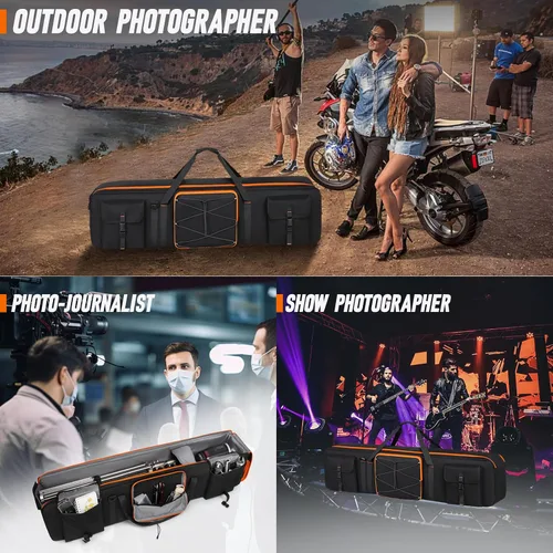 Vista 6 de Estuche de transporte para trípode, soporte de luz de trípode y bolsa de kit de iluminación para fotografía, bolsa de transporte grande