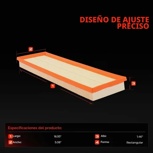 Vista 2 de A-Premium Filtro de aire de motor compatible con Volkswagen Beetle, Golf, Jetta, Passat, Rabbit, 2005-2014, L5 2.5L, panel flexible, repuesto #