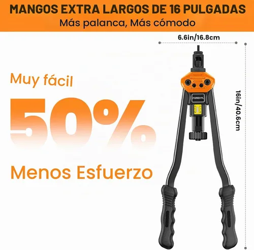 Vista 4 de Kit de herramientas para tuercas de remache, 13 mandriles métricos/SAE y 150 tuercas remachables 16" Manual Nutsert Tool, Carbon Steel, Riv Nuts