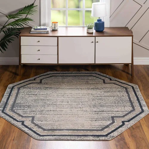 Vista 40 de Unique Loom Oasis Collection - Alfombra de área - Fuente (2 pies x 3 pies, rectangular, gris/marfil)