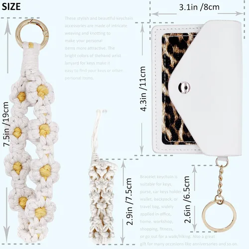 Vista 112 de BIHRTC Llavero de pulsera boho con soporte para lápiz labial, pulsera hecha a mano