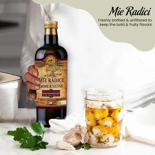 Vista 8 de Mie Radici Immessione D.O.P.- Aceite de oliva virgen extra prensado en frío orgánico Hecho de aceitunas sicilianas superiores Sabores afrutados