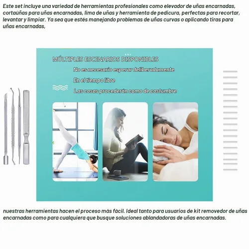 Vista 5 de Tratamiento de uñas encarnadas, juego profesional de herramientas de pedicura de uñas encarnadas, 60 piezas de parche corrector de uñas
