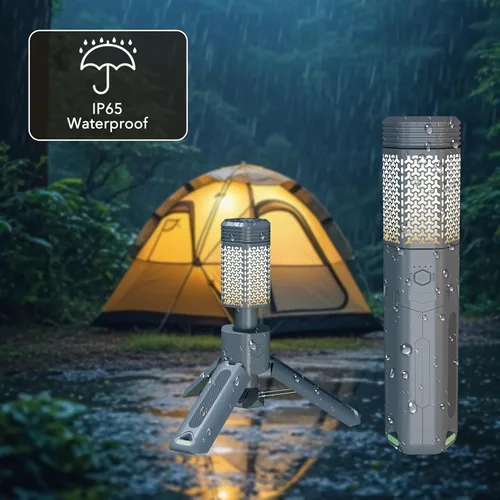 Vista 8 de Luz telescópica para campamento con soporte, linterna de campamento recargable de 10500 mAh, linterna portátil regulable con bolsa