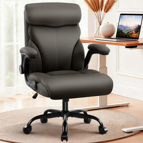 Vista 13 de AreShark Silla de oficina – Silla ejecutiva de escritorio cómoda transpirable con respaldo alto y soporte lumbar, silla ergonómica de cuero con Negro