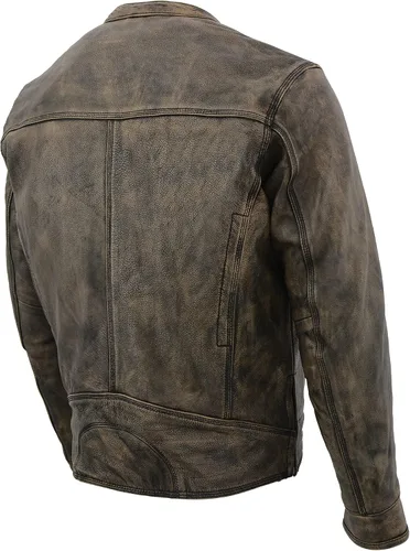 Vista 2 de Milwaukee Leather Chaqueta de moto marrón envejecido para hombre con ventilación