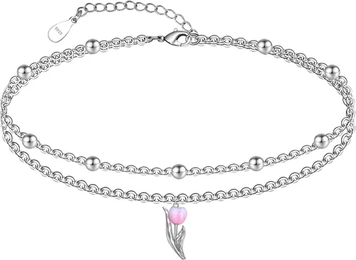 Vista 162 de CHIC & ARTSY Tobilleras delicadas de plata de ley S925 para verano, pulsera de tobillo ajustable multicapa para playa, joyería de pie para mujer