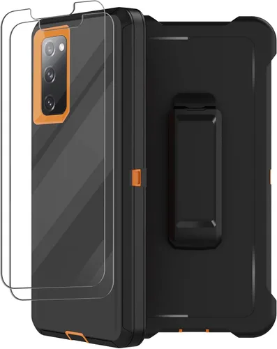 Vista 9 de Funda para Samsung Galaxy S20 FE 5G con funda de clip para cinturón, 2 protectores de pantalla, resistente grado militar, cuerpo completo, a prueba