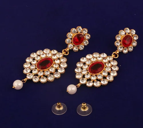Vista 3 de Touchstone "Hollywood Glamour Oscar Collection" Aretes de araña de cristales indios deslumbrantes para mujer
