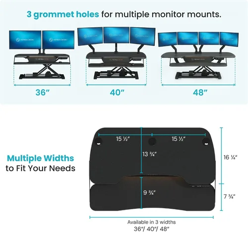 Vista 2 de VERSADESK PowerPro Elite - Convertidor de escritorio eléctrico ajustable de 36 pulgadas con controlador programable y concentrador USB. Aplicación