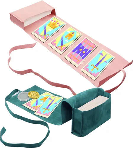 Vista 9 de El kit de 3 piezas de bolsa de tarot contiene caja de almacenamiento de cartas de tarot de terciopelo y moneda para tomar decisiones, bolsas de tela