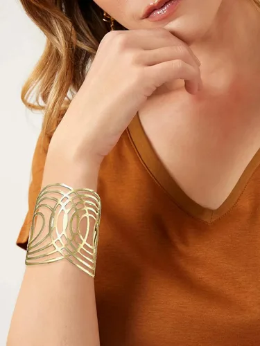 Vista 6 de Long tiantian Juego de 4 brazaletes dorados para mujer, pulseras de alambre ancho abierto para mujer, pulseras de oro abiertas, regalos de joyería