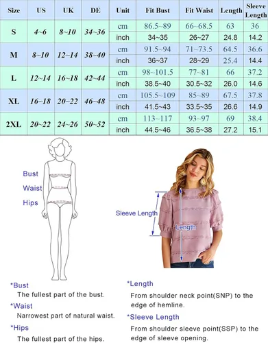 Vista 6 de GRACE KARIN Blusa de trabajo para mujer, casual, manga corta, abombada, con encaje, ajuste holgado