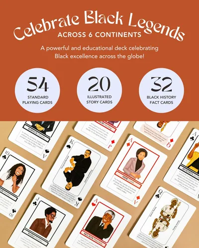 Vista 3 de Kulture Games Playing Cards: Black Legends - Juego de cartas de trivia de leyendas para familia y adultos - Historia negra inspiradora