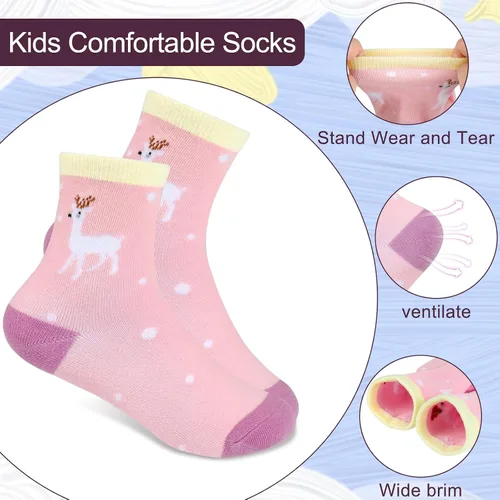 Vista 2 de ONESING 12 pares de calcetines para recién nacidos, calcetines unisex para bebés, niñas y niños pequeños, calcetines de 0-12 y 12-24 meses