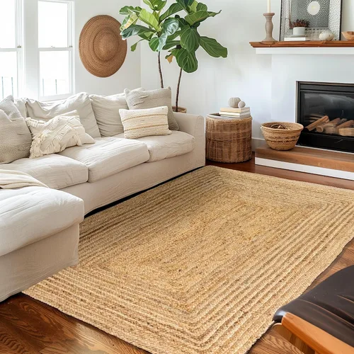 Vista 19 de Super Area Rugs Alfombra de yute – Alfombra reversible de fibra natural – Revestimiento ecológico para suelo de cocina – Puerta tejida a mano