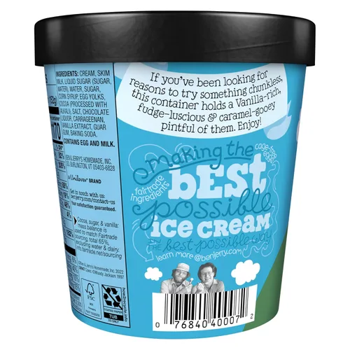 Vista 5 de Helado Ben & Jerry's de vainilla con caramelo y fudge, pinta sin OMG, 16 onzas