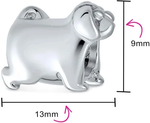 Vista 4 de Pet Animal Lover BFF orejas flexibles cachorro perro show caniche Yorkie Frenchie Chihuahua hueso abalorio para mujeres adolescentes oxidado plata
