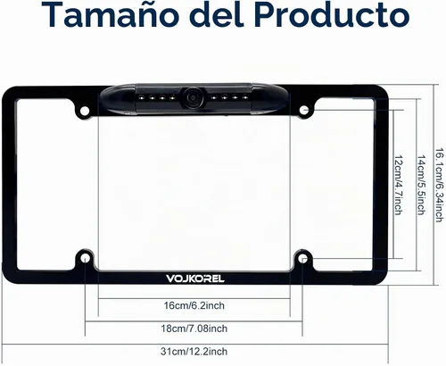 Vista 3 de Cámara de respaldo con marco de matrícula, 8 LED