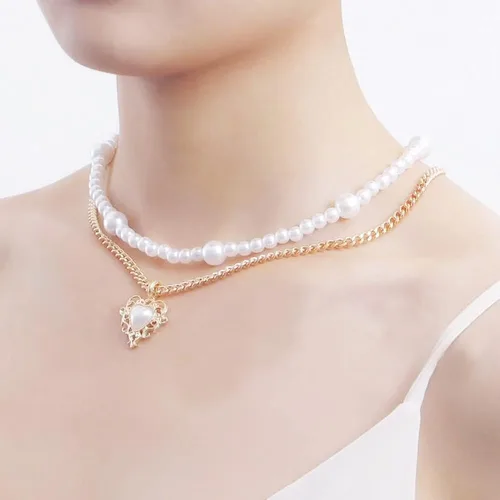 Vista 7 de Collares de perlas, collares en capas, collares delicados para mujer, juego de collar de oro