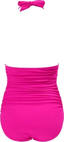 Vista 3 de RXRXCOCO - Traje de baño fruncido de una pieza con cuello en V para mujer con control de abdomen cuello halter