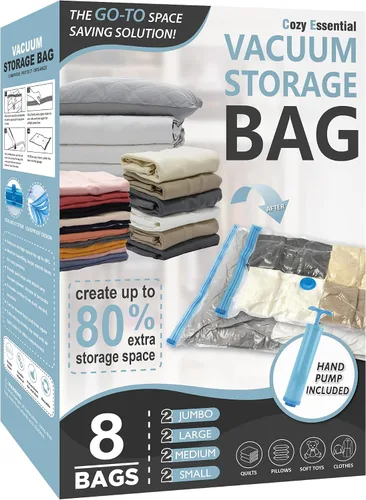 Vista 16 de Cozy Essential Vacuum Storage Bags, 80% Compression Vacuum Seal Space Saver Plastic Packaging Bags for Clothes, Blankets, Pillow, Bedding