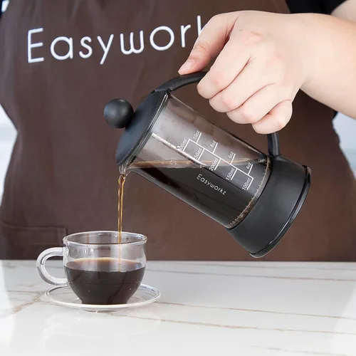 Vista 5 de Easyworkz Eclipse French Press Cafetera de 12 onzas con vidrio de borosilicato