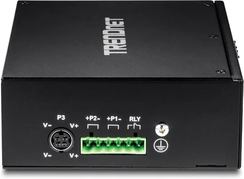 Vista 13 de TRENDnet Conmutador industrial Gigabit PoE+ de 10 puertos, 8 puertos Gigabit PoE+, Montaje en carril DIN, 2 ranuras SFP, Presupuesto de alimentación