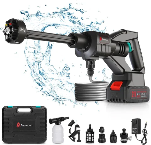 Vista 9 de Lavadora a presión inalámbrica 800PSI 1.5GPM - Batería de 3.0Ah Lavadora a presión inalámbrica portátil con boquilla 6 en 1 para lavado de autos