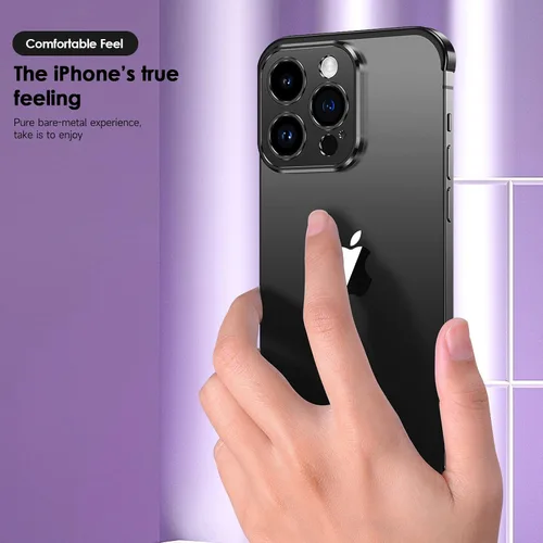 Vista 7 de Losin Compatible con iPhone 13 Funda con Protector de Lente de Cámara, Marco de Aluminio Sin Bordes, Diseño Sin Marcos, Delgada y Ligera, Cubierta