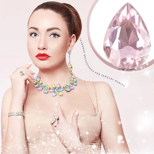 Vista 4 de Jyukan DIY lágrima de cristal AB resina diamantes de imitación Pointback cristal facetado fabricación de joyería artesanal (50 unidades)
