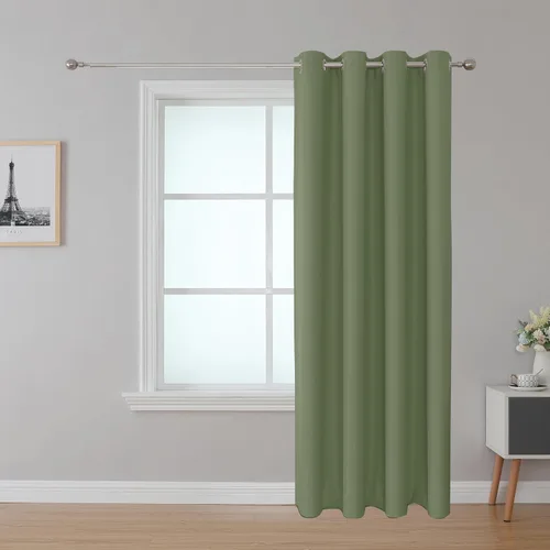 Vista 21 de Cortina opaca ignífuga, ojales en la parte superior, certificación NFPA 701, resistente al fuego para aula/dormitorio, 1 panel, negro, 42 x 63