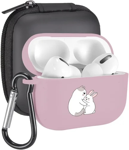 Vista 8 de Funda de mariposas rosas para AirPods Pro con llavero, diseño de animales lindos funda protectora de TPU suave compatible con AirPods Pro Charging